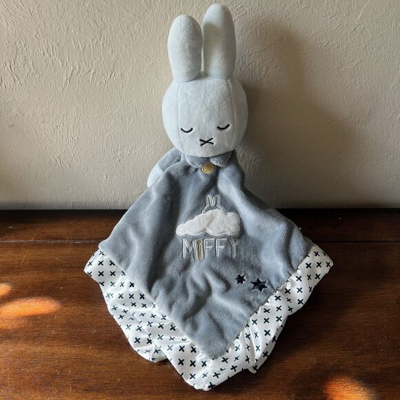 Miffy Bunny Baby Security Blanket Gray Cloud Douglas Cuddle Toy Satin Trim Lovey - Picture 1 of 11